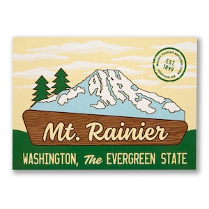 Mt. Rainier Postcard - Seattle Postcard, Seattle Souvenir, Mount Rainier Postcard, Mt. Rainier Postcard, - Designed in our Creative Studio