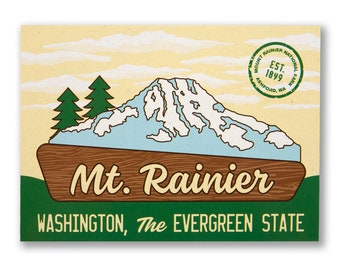 Mt. Rainier Postcard - Seattle Postcard, Seattle Souvenir, Mount Rainier Postcard, Mt. Rainier Postcard, - Designed in our Creative Studio