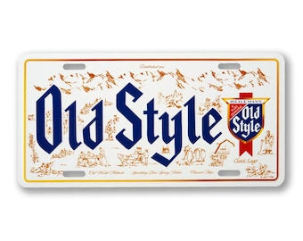 Old Style Can License Plate Tin Tacker - Old Style Sign, Vintage Beer Sign, Bar Sign, Bartender Gift, Beer Gift, - Designed in Chicago