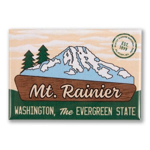 Mt. Rainier 3&quot; x 2&quot; Magnet - Seattle Magnet, Seattle Souvenir, Mount Rainier Magnet, Mt. Rainier Magnet, - Designed in our Creative Studio