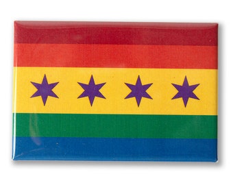 Chicago Pride Flag 3" x 2" Magnet - Chicago Gift, Pride Flag, Chicago Pride Magnet, Chicago Flag Magnet - Designed & Assembled in Chicago