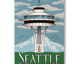 Space Needle Postcard - Seattle Postcard, Seattle Housewarming, Seattle Souvenir, Space Needle Postcard, - Designed in our Creative Studio