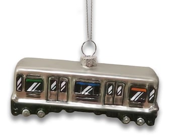 Elevated Train Blown Glass Ornament - Chicago Christmas Ornaments, Chicago Glass Ornament, Train Ornament, Train Gift, - Designed in Chicago