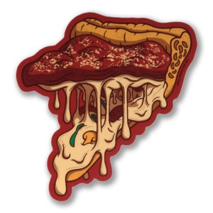 Killer Deep Dish Pizza Sticker Pack of 4 - Chicago Deep Dish Sticker, Chicago Pizza Sticker, Pizza Gift - Designed in our Chicago Studio