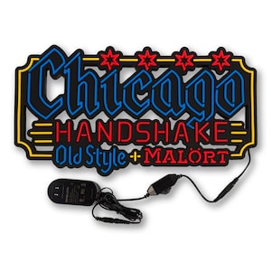 Chicago Handshake LED Sign - Old Style Sign, Malört Bar Sign, Chicago Bar LED Sign, Chicago Bartender Gift, - Designed in our Chicago Studio