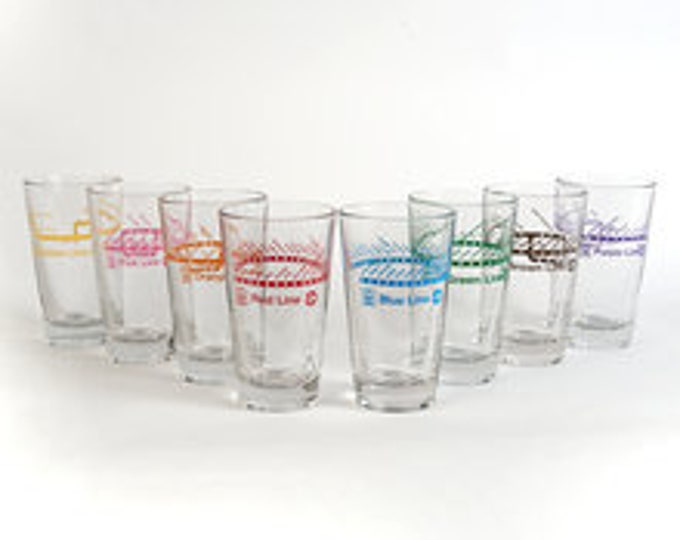 Train Line Pint Glass Set - 8 Glasses - 16oz - Chicago Glassware, Chicago Gift, Chicago Housewarming, CTA - Designed in our Chicago Studio