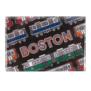 Boston Transit 3&quot; x 2&quot; Magnet - Boston Subway Magnet, Boston Magnet, Boston Train Magnet, Boston T Magnet, - Designed in our Creative Studio