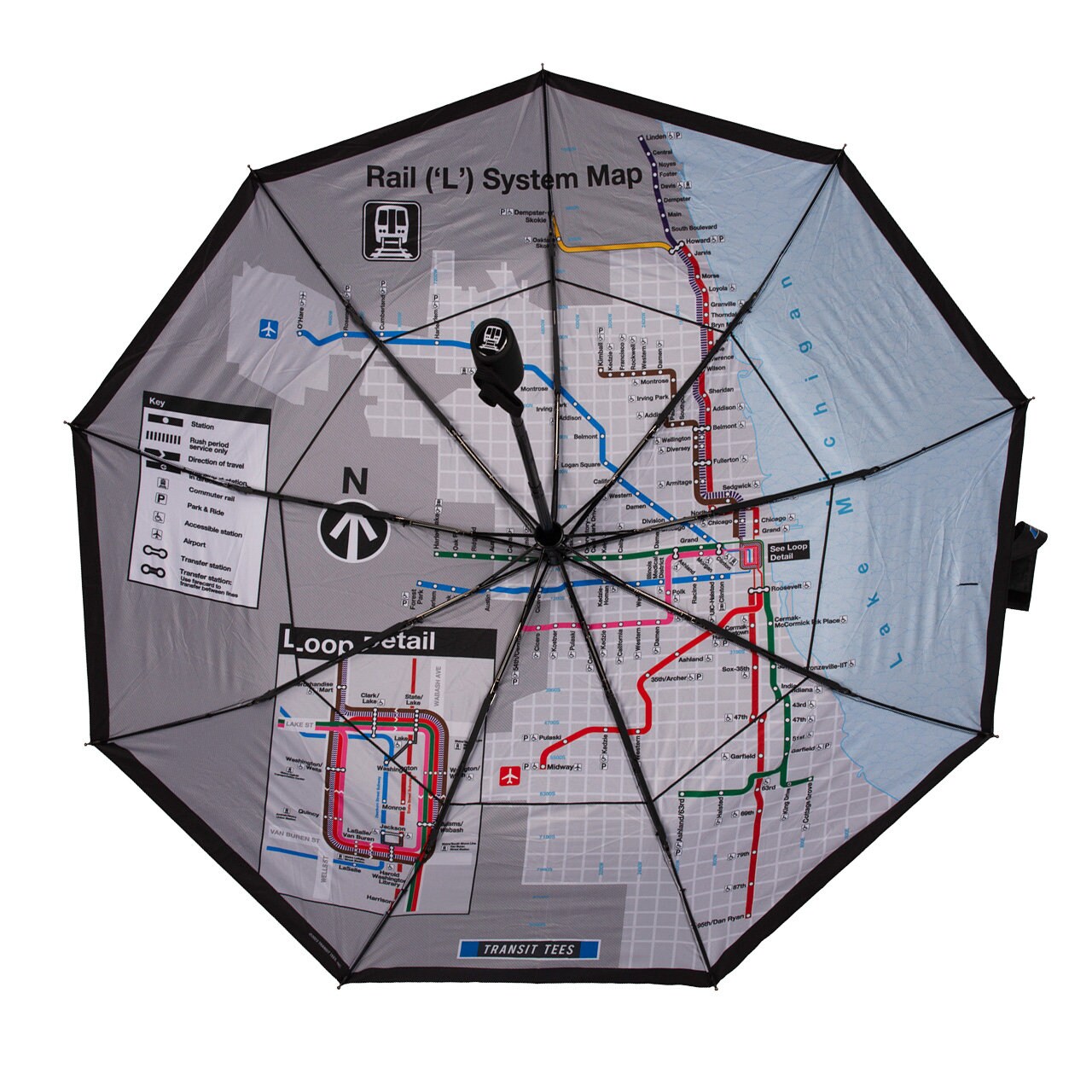CTA Rail System Map Umbrella - Chicago Umbrella, CTA Map Umbrella, Chicago Gift, Chicago Loop, CTA Map, - Designed in our Chicago Studio