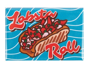 Lobster Roll 3" x 2" Magnet - Boston Magnet, Lobster Magnet, Food Magnet, Boston Gift, Boston Lobster Roll, -Designed in our Creative Studio