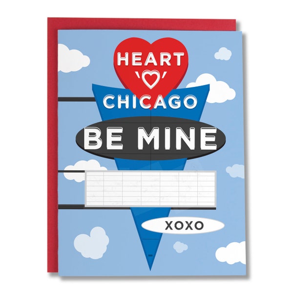 Heart of Chicago Sign Your Name Card - Great Personalized Gift - Chicago Tourist Souvenirs - Designed in our Wicker Park, Chicago Studio