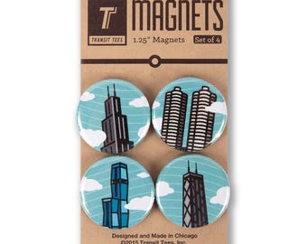 Chicago Skyline Magnet Pack - Chicago Gift, Chicago Magnet, Chicago Architecture Gift, Chicago Housewarming, -Designed & Produced in Chicago