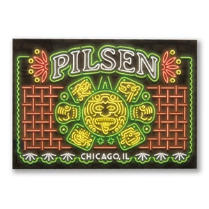 Pilsen Neon Neighborhood Postcard - Chicago Postcard, Chicago Gift, Pilsen Postcard, Chicago Pilsen -Designed in our Chicago Creative Studio