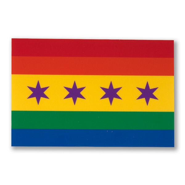 Chicago Pride Flag Sticker - Chicago Flag Sticker, Pride Sticker, LGBTQ+ Sticker, Rainbow Flag Sticker -Designed in our Chicago Studio