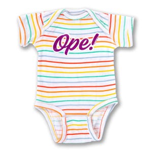 Ope! Infant Bodysuit- Rainbow Stripe - Chi Baby, Chicago Baby Shower, Chicago Baby Gift, Funny Baby Gift - Designed in our Chicago Studio