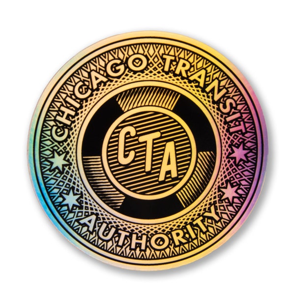 Transit Token Holographic Sticker -EL Train Sticker, Chicago Sticker, Chicago Gift, Chicago Train, Designed in our Wicker Park Studio