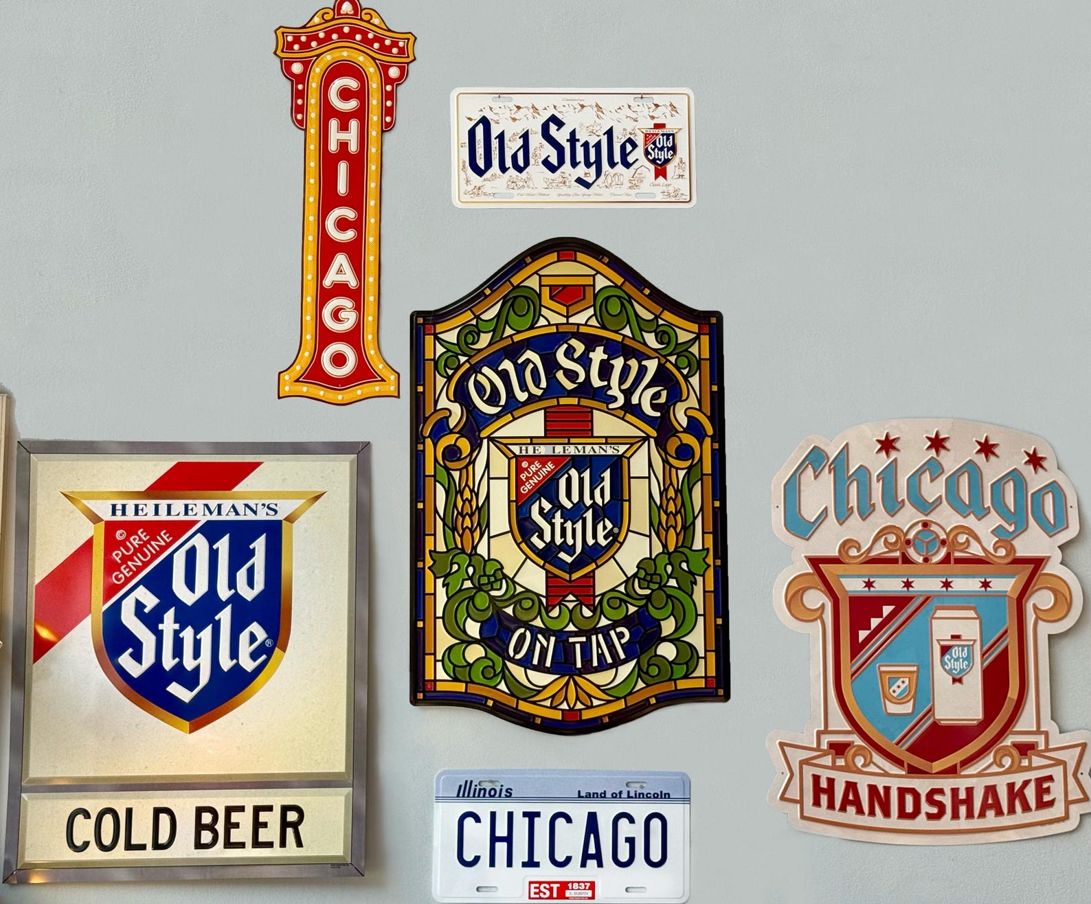 Chicago Handshake Tin Tacker - Old Style Sign, Malört Sign, Chicago Bar ...