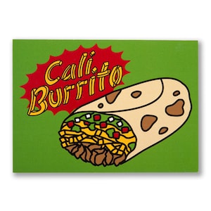 Cali Burrito Postcard - Burrito Postcard, California Postcard, Burrito Gift, Foodie Postcard, - Designed & Produced by Transit Tees