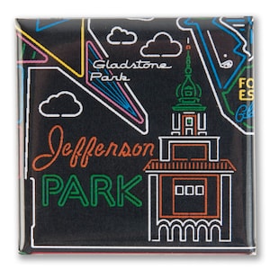 Jefferson Park Neighborhood Magnet - Cool Chicago Gifts - Fridge Magnet - Perfect Kitchen Decor and Housewarming Gift - Designed in Chicago