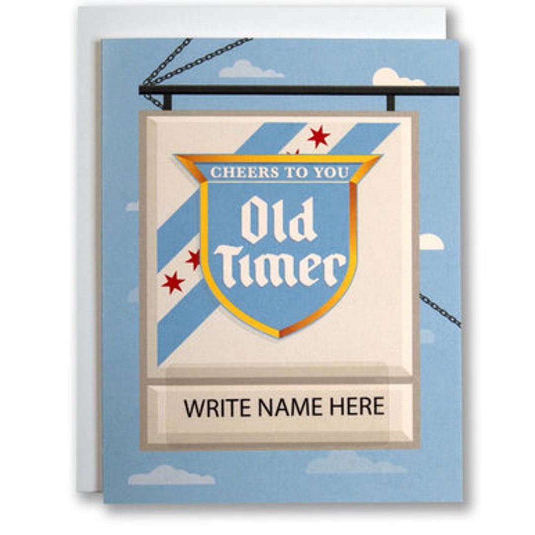 Old Timer Sign Your Name Greeting Card Old Style Themed Great Gift for ...