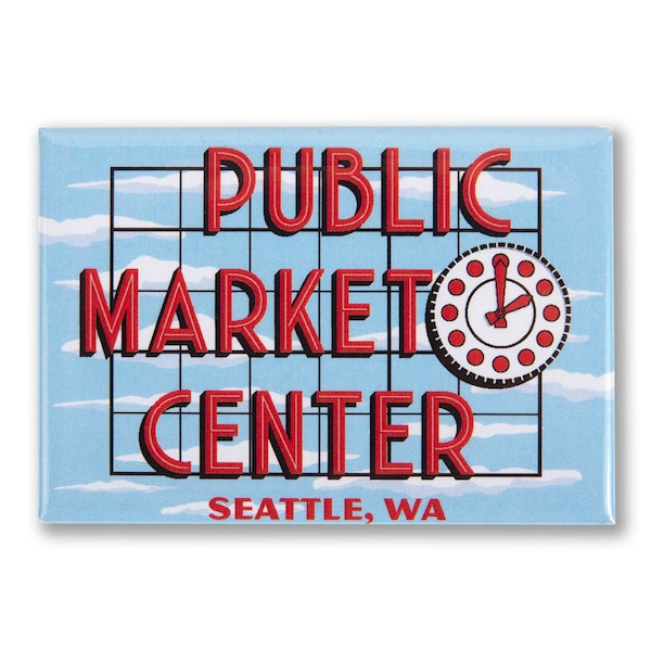 Pike's Place Market Sign 3" x 2" Magnet - Seattle Magnet, Pike Place Magnet, Pike Place Market Magnet, - Designed in our Creative Studio