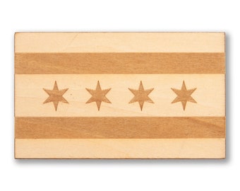 Chicago Flag Wooden Magnet- Chicago Magnet, Chicago Wooden Magnet, Chicago Flag Gift, -Designed & Produced in our Chicago Creative Studio