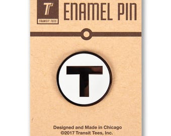 Boston "T" Line Enamel Pin - Boston Pin, Boston Enamel pin, Boston Train Pin, Boston T, Boston T Logo - Designed in our Creative Studio