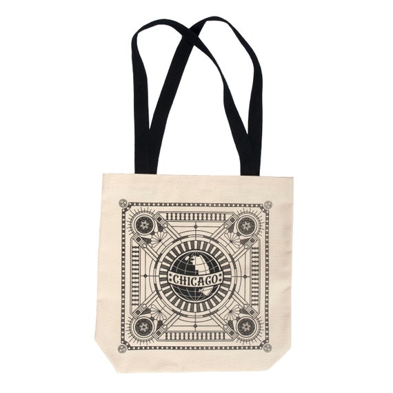 Chicago Globe Tote Bag 100% Cotton Canvas Oversized Tote Bag