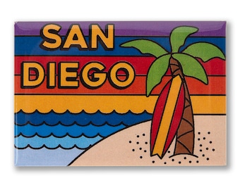 San Diego Beach 3" x 2" Magnet- San Diego Magnet, San Diego Gift, San Diego Souvenir, West Coast, -Designed & Produced by Transit Tees