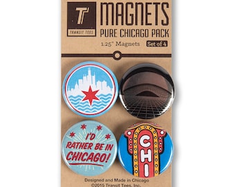 Pure Chicago Magnet Pack - Chicago Gift, Chicago Magnet, Cute Chicago Gift, Chicago Housewarming, -Designed & Produced in our Chicago Studio
