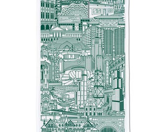 Chicago Architecture Dish Towel - Chicago Dish Towel, Tea Towel, Chicago Decor, Chicago Gift, Chicago Kitchen, - Designed & made in Chicago