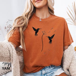 Comfort Colors® Cute Dandelion Hummingbird T-Shirt, Cute Hummingbird Dandelion Shirt, Nature Lovers Tee, Cute Women Gift, Women Gift Tee