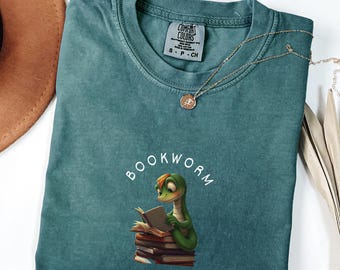 Comfort Colors® Bookworm Shirt, Book Lover T-shirt, Bookish Outfit, Book Club Clothing, Bookworm Tee, Reading Teacher Tshirt, Librarian Gift