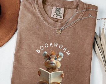 Comfort Colors® Bookworm Shirt, Book Lover T-shirt, Bookish Outfit, Book Club Clothing, Bookworm Tee, Reading Teacher Tshirt, Librarian Gift