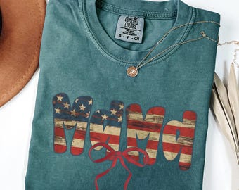Comfort Colors® American Mama-skjorta, retro-mammaskjorta, 4 juli-skjorta, USA-mammaskjorta, patriotisk mammaskjorta, blommig mammaskjorta, present till mamma