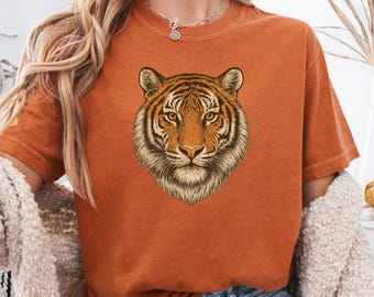 Comfort Colors® Vintage Tiger Shirt, Retro 90er Jahre Tier T-Shirt, Tiger Grafik T-Shirt, Wildkatzen Geschenk, Retro Dschungel Safari Top, Viral Tiger Shirt