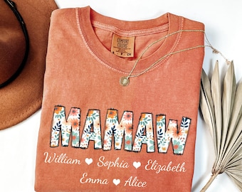 Personalized Grandma Shirt with Grandkids Names, Floral Grandma T-Shirt, Grandma Gifts, Mother's Day Shirt, Custom Kids Names Grandma Shirt