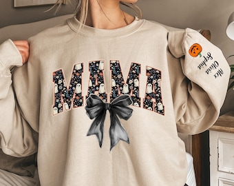 Felpa personalizzata per la mamma di Halloween, maglietta per la mamma spettrale, regalo per la mamma, felpa per la mamma spettrale, felpa per Halloween, nome personalizzato per Halloween