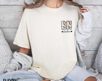 Personalized RN Shirt, Floral RN Shirt, Custom Nurse Gift, Registered Nurse Tee, Nursing Student Shirt, Nurse Appreciation Gift