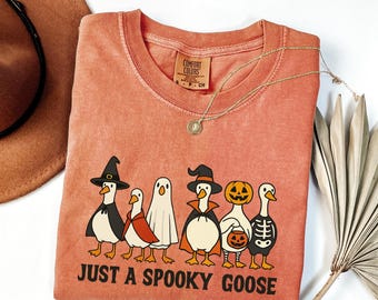 Spooky Goose Baby Comfort Colors® Shirt, Halloween Shirt, Funny Goose Costume, Fall T-shirt, Spooky Season shirt, Spooky Goosey Tshirt