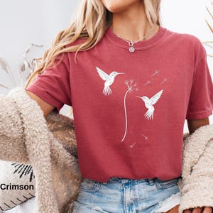 Comfort Colors® Cute Dandelion Hummingbird T-Shirt, Cute Hummingbird Dandelion Shirt, Nature Lovers Tee, Cute Women Gift, Women Gift Tee