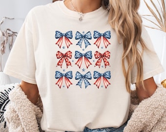 USA Bow Shirt Comfort Colors®, Coquette America Bow Shirt for July 4th, Memorial Day Shirt, USA Shirts, Patriotic Bow Shirts, Election Shirt