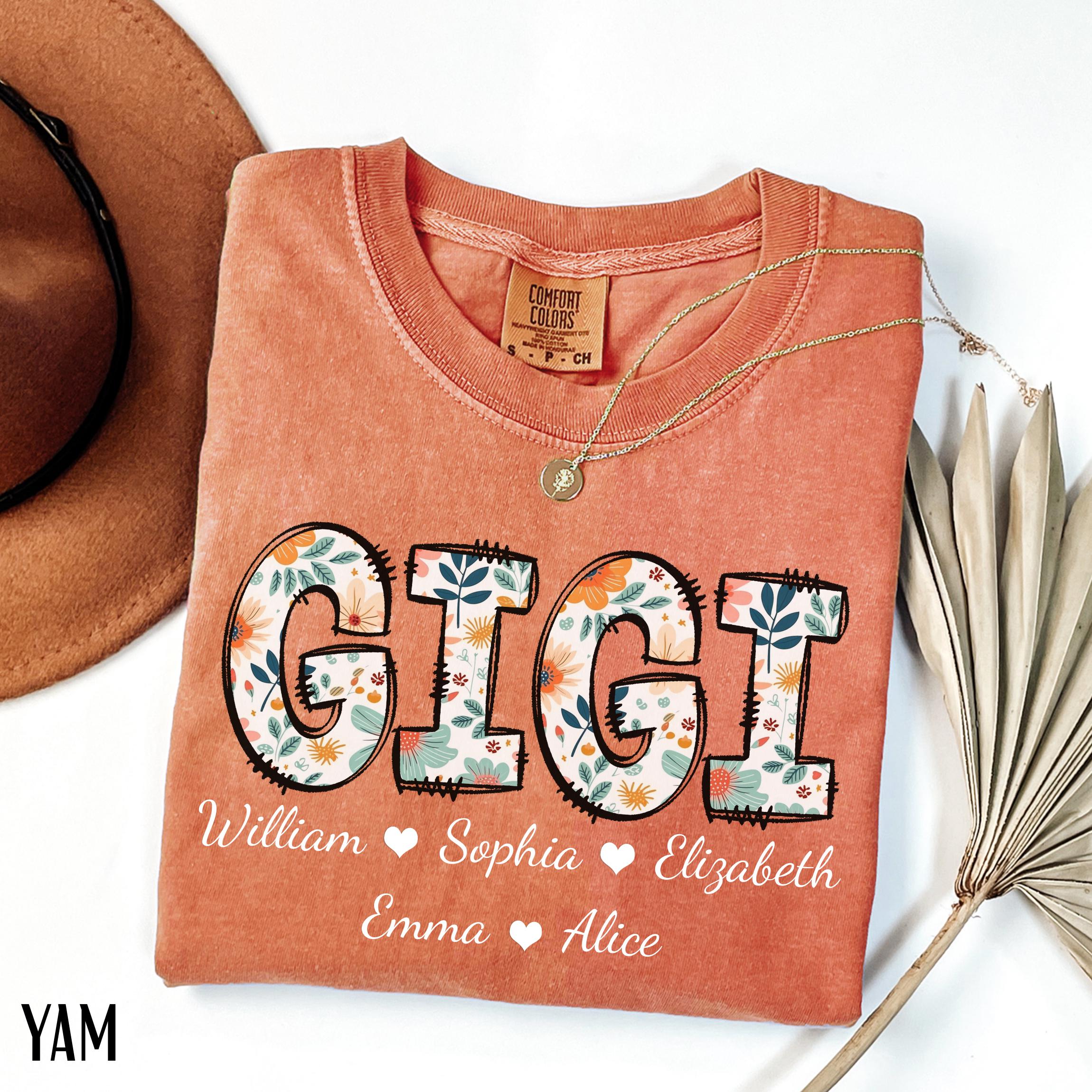 Personalized Gigi Shirt with Grandkids Names, Floral Gigi T-Shirt, Gigi Gifts, Mother's Day Shirt, Custom Kids Names Grandma Shirt, Gigi Tee
