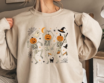 Dancing Skeleton Sweatshirt, Skeleton Halloween Shirt, Womens Halloween Shirt, Halloween Party Shirt, Cute Halloween Gift, Fall Graphic Tee