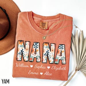 Personalized Nana Shirt with Grandkids Names, Floral Nana T-Shirt, Nana Gifts, Mother&#39;s Day Shirt, Custom Kids Names Grandma Shirt, Nana Tee