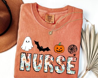 Comfort Colors® Halloween Nurse Shirt, Nurse Gift For Women, Spooky Season Shirt, Nurse Gifts, Halloween Shirt, Nurse Shirt, Spooky Nurse