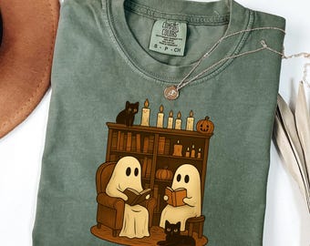 Retro Geist Lesebücher Shirt, Halloween Lehrer Shirt, Bibliothekar Geist Halloween, Halloween Shirt, Lehrer Geschenk, Boo Schule, Lehrer Geist
