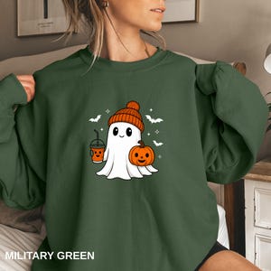 Little Ghost Ice Coffee Shirt, Ghost Sweatshirt, Halloween Tee, Cute Ghost Shirt, Little Ghost Ice Coffee Sweatshirt, Halloween sweatshirt