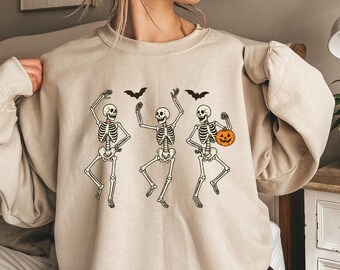 Dancing Skeleton Sweatshirt, Skeleton Halloween Shirt, Womens Halloween Shirt, Halloween Party Shirt, Cute Halloween Gift, Fall Graphic Tee