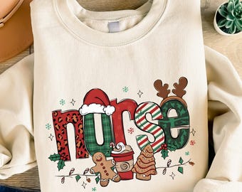 Sudadera navideña de enfermera, suéter navideño de enfermería, sudadera navideña de vida de enfermera, sudadera navideña con capucha de enfermera escolar, equipo de enfermería navideña