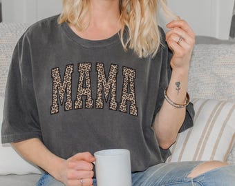 Comfort Colors® Leopard Mama Shirt, Mothers Day Gift, Mom Shirt, Retro Mama Shirt, Gift For Mom, Mama Shirt, Leopard Mama T-Shirt